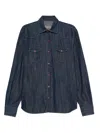 Barba Napoli Chest-pocket Denim Shirt In Blue