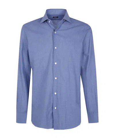 Barba Napoli Chevron Classic Shirt In Blue