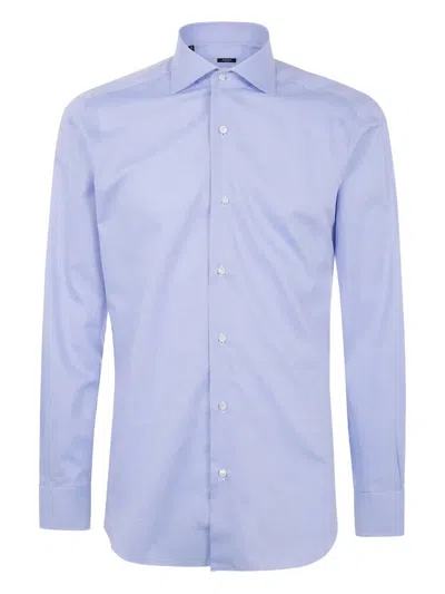 Barba Napoli Chevron Shirt In Blue