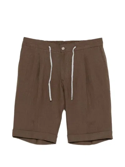 Barba Napoli Drawstring-waist Pleated Shorts In Brown