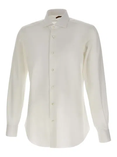 Barba Napoli Classic-collar Cotton Shirt In White