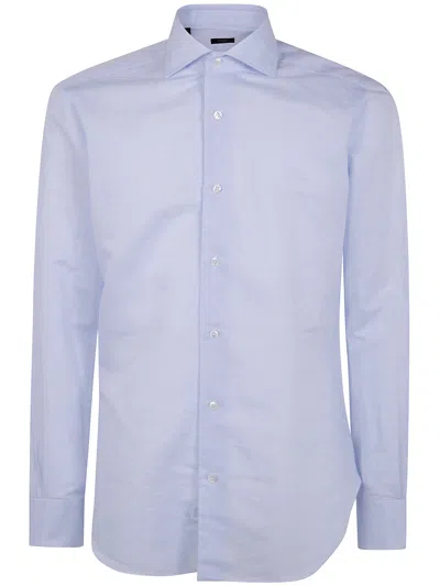Barba Napoli Classic Cotton Linen Shirt In Blue
