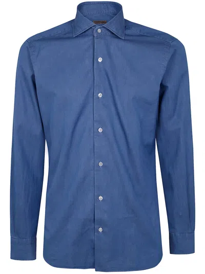 Barba Napoli Classic Denim Shirt In Blue