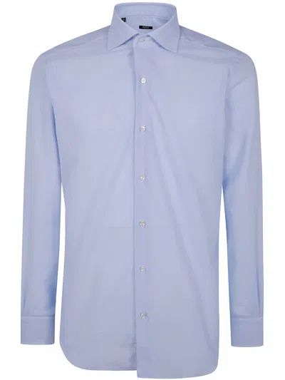 Barba Napoli Classic Honeycomb Weft Shirt In Blue