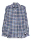 Barba Napoli Classic Plaid Long-sleeve Button-up Shirt In Blue