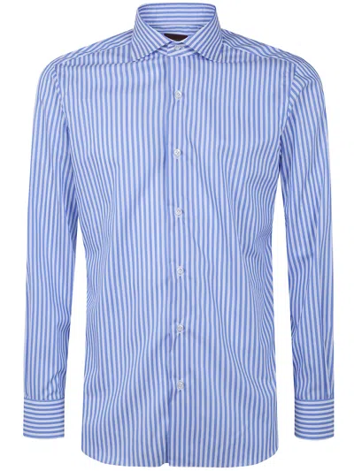 Barba Napoli Classic Popeline Stripes Shirt In Blue