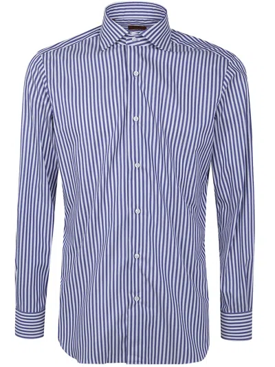 Barba Napoli Classic Popeline Stripes Shirt In Blue