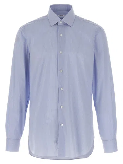 Barba Napoli Classic Striped Cotton Poplin Shirt In Blue