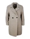 Barba Napoli Double-breasted Coat Made Of Soft And Precious Alpaca And Wool With Side Pockets And Button Closure In Beige