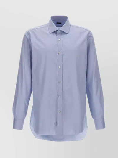 BARBA NAPOLI COLLARED SHIRT WITH BUTTONS AND CURVED HEM