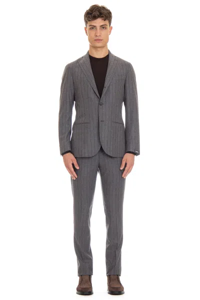 Barba Napoli Comfort Wool Pinstripe Suit In Black