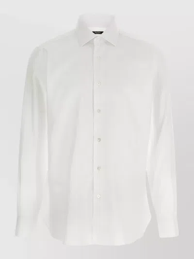 Barba Napoli Cotton Shirt Button Down Collar Cuffs In White