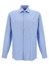 Barba Napoli Barba Tailored Poplin Shirt With Button Closure In Light Blue