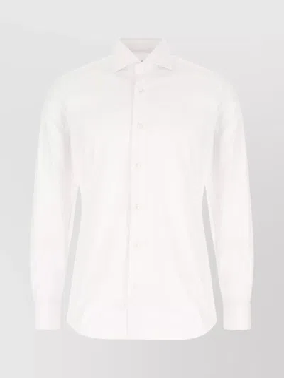 Barba Napoli Cotton Shirt With Long Sleeves And Slim Fit In White