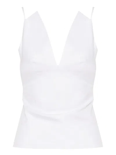 Barba Napoli Cotton Sleeveless Top In White