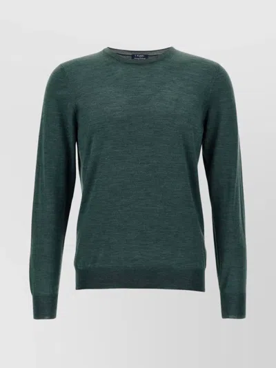 Barba Napoli Crew-neck Ribbed Sweater Long Sleeves In Green