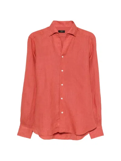 Barba Napoli Culto Long-sleeves Shirt In Orange