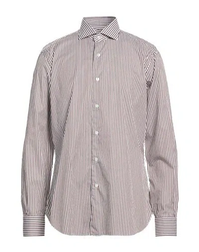 Barba Napoli Culto Man Shirt Brown Size 17 ½ Cotton In Purple