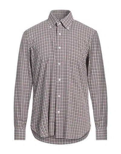 Barba Napoli Culto Man Shirt Burgundy Size 16 Cotton In Red