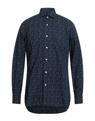 Barba Napoli Culto Man Shirt Midnight Blue Size 16 Cotton