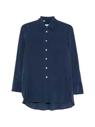 Barba Napoli Curved-hem Long-sleeve Shirt In Blue