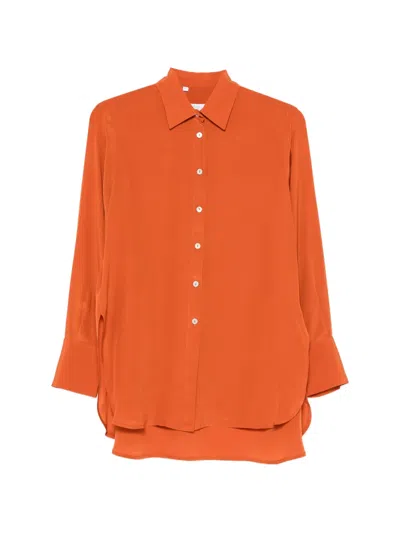 Barba Napoli Curved-hem Long-sleeve Shirt In Orange