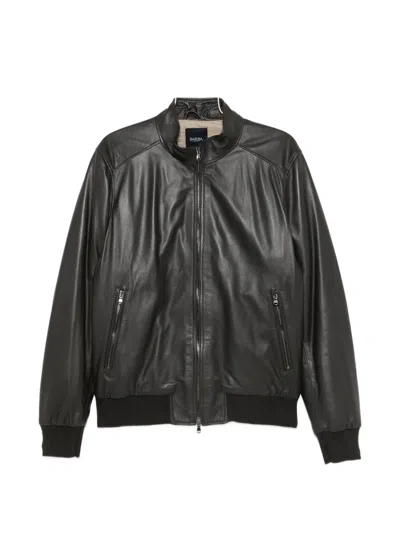 Barba Napoli Dakota Leather Bomber Jacket In Black