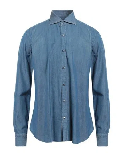 Barba Napoli Dandy Life Man Denim Shirt Blue Size 16 ½ Cotton