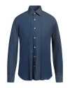 Barba Napoli Dandy Life Man Denim Shirt Blue Size 16 ½ Cotton In Blue