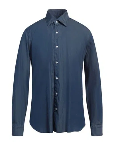 Barba Napoli Dandy Life Man Denim Shirt Blue Size 16 ½ Cotton