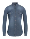 Barba Napoli Dandy Life Man Denim Shirt Blue Size 16 ½ Cotton In Animal Print