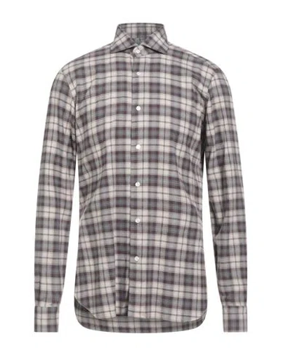 Barba Napoli Dandy Life Man Shirt Beige Size 16 ½ Cotton In Gray