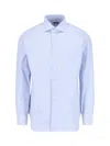 Barba Napoli Striped Pattern Shirt Collar Button-down In Light Blue