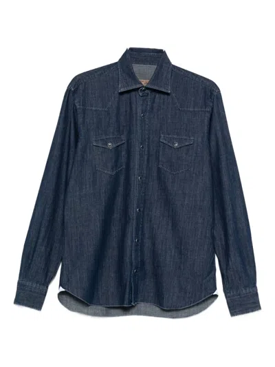 Barba Napoli Denim Shirt In Blue