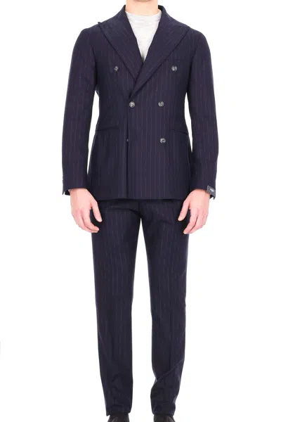 Barba Napoli Double-breasted Pinstripe Wool Comfort Suit In Black