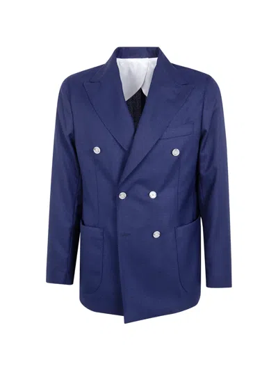 Barba Napoli Double-breasted Wool Blazer In Blue