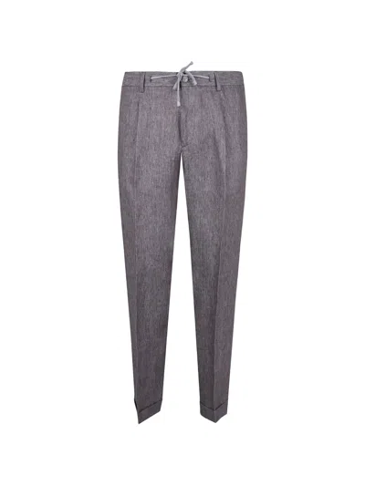 Barba Napoli Drawstring Pleated Trousers In Gray