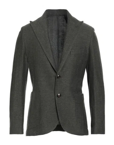 Barba Napoli Dynamic Man Blazer Military Green Size 44 Cotton, Wool In Gray