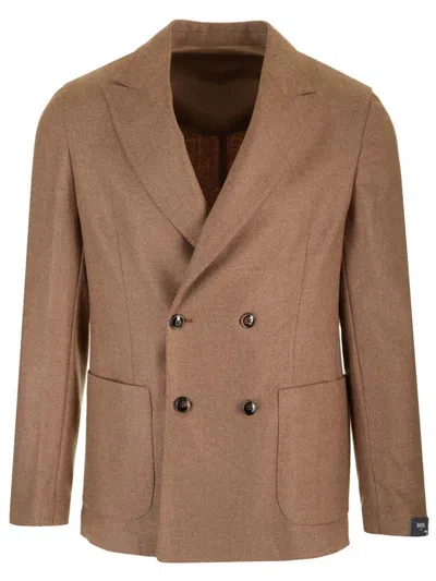 Barba Napoli Easy Double Breasted Jacket In Brown