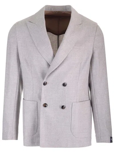 Barba Napoli Easy Double Breasted Jacket In Grey