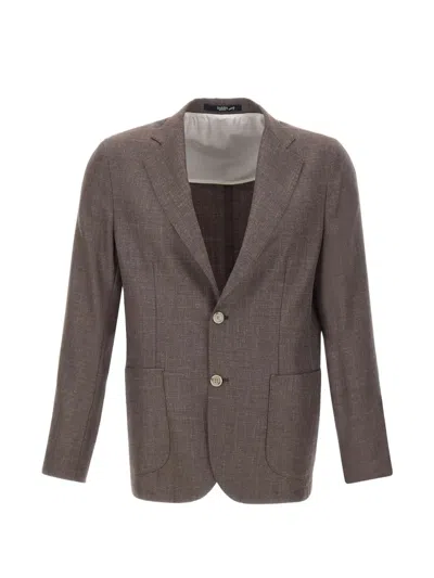 Barba Napoli Easy J Mono Patch-pockets Blazer In Brown