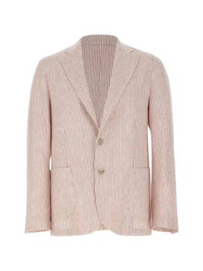 Barba Napoli Easy J Striped Patch-pocket Blazer In Pink