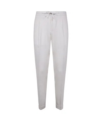 Barba Napoli Elastic Waist Casual Pants In White