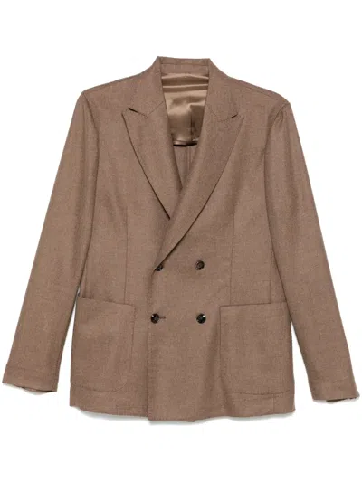 Barba Napoli Flannel Blazer In Braun