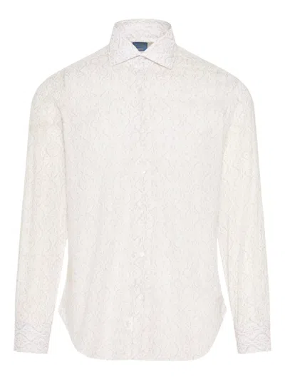 Barba Napoli Floral-patter Long-sleeve Shirt In White
