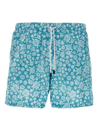 Barba Napoli Floral-print Swim Shorts In Blue