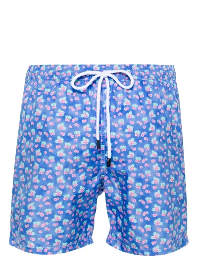 Barba Napoli Floral-print Swim Shorts In Blue
