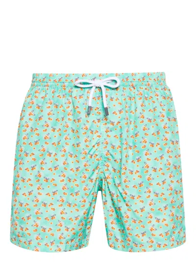Barba Napoli Floral-print Swim Shorts In Green