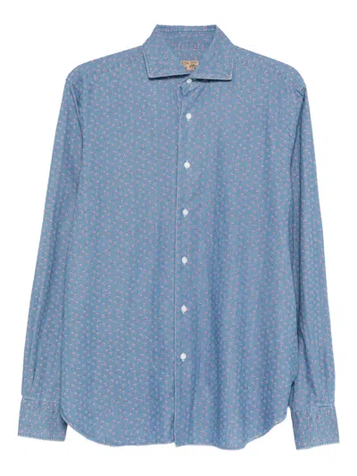 Barba Napoli Floral Shirt In Blue