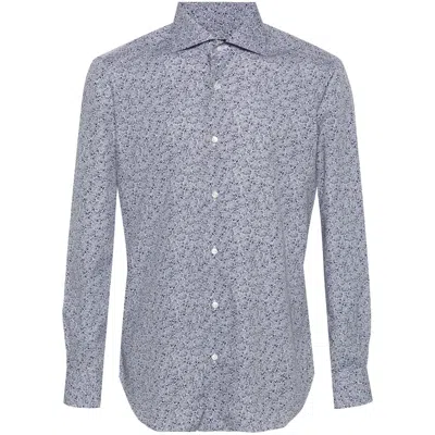 Barba Napoli Floral-print Cotton Shirt In Blue